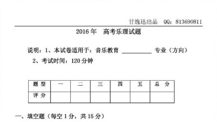 2016高考乐理试题及答案